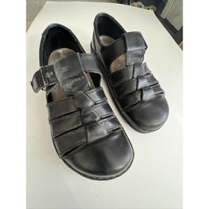 Birkenstock Footprints Leather Black Buckle Sandals Shoes Women's Size 39